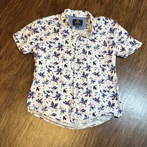 MBX Premium Goods Men’s Shirt Medium 100% Cotton Short Sleeve Blue Purple Pink